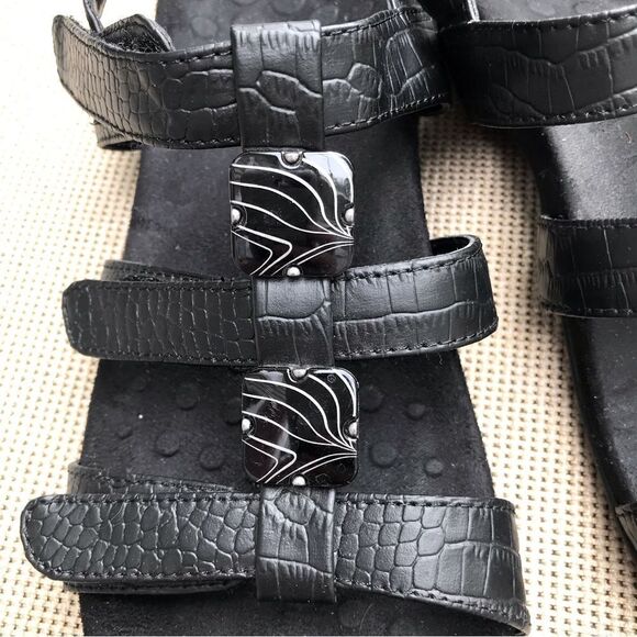 Vionic AMBER Black Triple Strap Embellished Orthotic Support Slingback Sandals - Picture 10 of 12